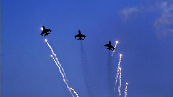 MiG-21s led by Wing Commander Abhinandan Varthaman, centre, during the Air Force Day parade at the Hindon air base on the outskirts of New Delhi on October 8, 2019. (Representational image/AP File)