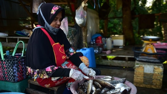 A vendor prepares freshwater fish at a roadside market in southern Thailand's Narathiwat province. (AFP) A vendor prepares freshwater fish at a roadside market in southern Thailand's Narathiwat province. (AFP)