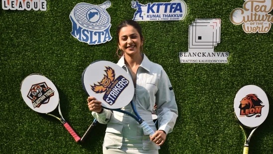 Rakul Preet Singh at Tennis Premier League player auction.