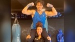 Tiger Shroff and Krishna Shroff in the gym together. Tiger Shroff and Krishna Shroff in the gym together.
