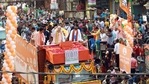 Union Home Minister Amit Shah during a roadshow, in Medinipur on Tuesday. (ANI Photo) Union Home Minister Amit Shah during a roadshow, in Medinipur on Tuesday. (ANI Photo)