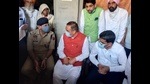 National Commission for Scheduled Castes chairman Vijay Sampla with officials and the juveniles’ families in Sangrur district on Wednesday. National Commission for Scheduled Castes chairman Vijay Sampla with officials and the juveniles’ families in Sangrur district on Wednesday.