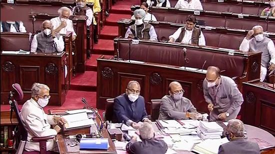 On Tuesday too, the Rajya Sabha was adjourned following a ruckus by the Opposition as the Government of National Capital Territory of Delhi (Amendment) Bill, 2021 was introduced in the House. (PTI PHOTO.)