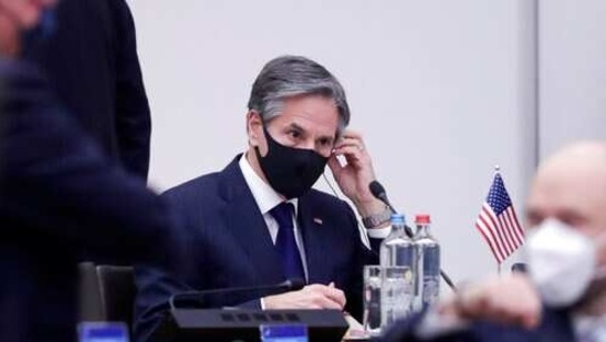 US Secretary of State Antony Blinken during a NATO Foreign Affairs Ministers meeting at NATO headquarters in Brussels. (AP) US Secretary of State Antony Blinken during a NATO Foreign Affairs Ministers meeting at NATO headquarters in Brussels. (AP)