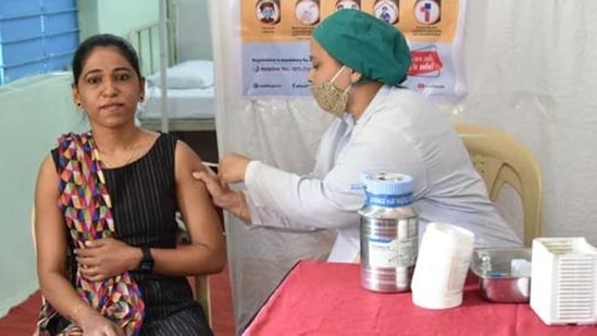 Despite a surge in the number of Covid-19 cases, the district administration as of Monday has been able to vaccinate only 3.9% of the district’s population, even as 4.03% of the population has been affected by the infection. (HT PHOTO)