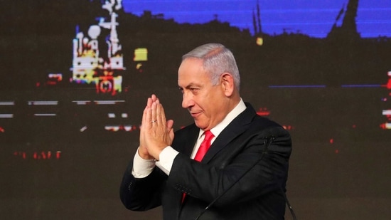 Benjamin Netanyahu’s Likud party was projected to emerge as the largest individual party, with just over 30 seats in the 120-seat parliament,AP/PTI (AP) Benjamin Netanyahu’s Likud party was projected to emerge as the largest individual party, with just over 30 seats in the 120-seat parliament,AP/PTI (AP)