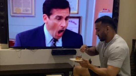 Rohit Reddy records a hilarious video of himself trying to eat a cake while Steve Carell's Michael Scott, from The Office, screamed 'No."