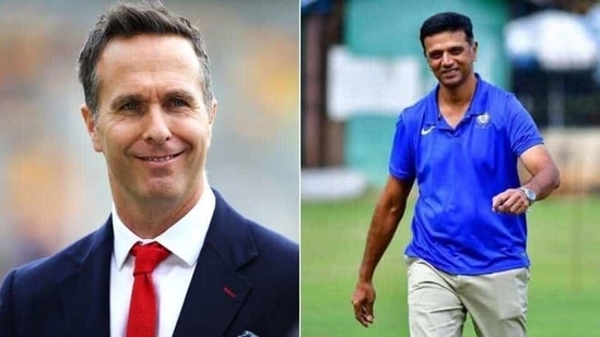 Former England captain Michael Vaughan (R) and former Indian captain Rahul Dravid (L)(HT Collage)