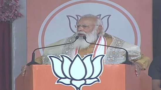 Prime Minister Narendra Modi addressed election rally at Kanthi in West Bengal. (Screengrab) Prime Minister Narendra Modi addressed election rally at Kanthi in West Bengal. (Screengrab)