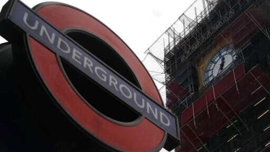 A London Underground sign at Westminster station with the Queen Elizabeth Tower in the background that holds the bell known as Big Ben in London, Monday, March 15, 2021. Even as many of its famous institutions closed during the coronavirus pandemic for most of the past 12 months, London's Underground kept running through three successive lockdowns. Nicknamed the Tube, its staff from cleaners to train drivers take pride in maintaining a system that keeps London's heart beating. (AP) A London Underground sign at Westminster station with the Queen Elizabeth Tower in the background that holds the bell known as Big Ben in London, Monday, March 15, 2021. Even as many of its famous institutions closed during the coronavirus pandemic for most of the past 12 months, London's Underground kept running through three successive lockdowns. Nicknamed the Tube, its staff from cleaners to train drivers take pride in maintaining a system that keeps London's heart beating. (AP)