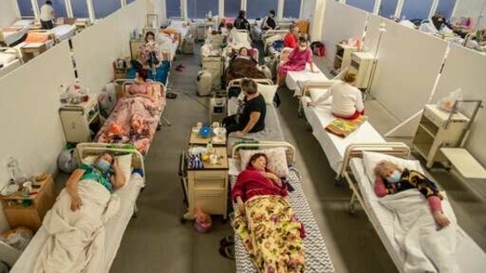 Patients with Covid-19 are seen in a hospital in Lviv, western Ukraine, Tuesday, March 23, 2021. (AP) Patients with Covid-19 are seen in a hospital in Lviv, western Ukraine, Tuesday, March 23, 2021. (AP)