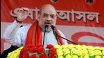 Union Home Minister Amit Shah addresses during a public meeting at Shantipur village in East Midnapore on Thursday. (ANI PHOTO.)