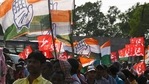Activists of the Congress and the Left parties participate in the last campaign rally for the United Front candidate before the first phase of West Bengal's state legislative assembly election in Purulia, some 325 km west of Kolkata on March 25, 2021. (AFP) Activists of the Congress and the Left parties participate in the last campaign rally for the United Front candidate before the first phase of West Bengal's state legislative assembly election in Purulia, some 325 km west of Kolkata on March 25, 2021. (AFP)