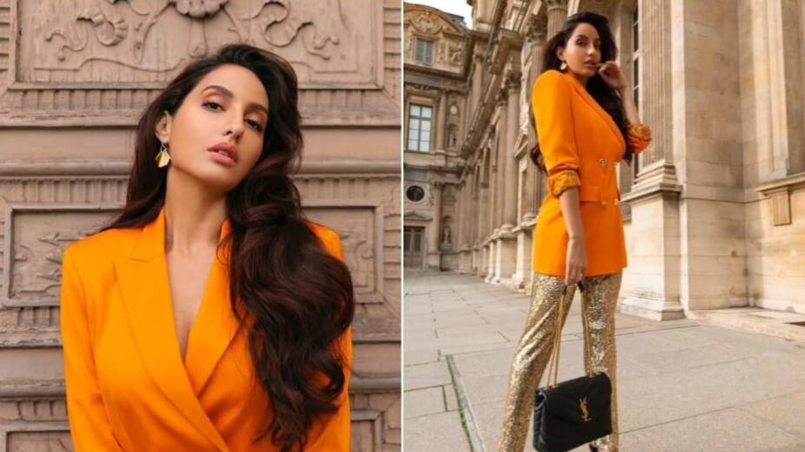 Nora Fatehi pairs ₹1.5 lakh bag with modern chic blazer and pants