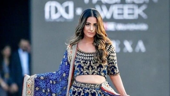 Hina Khan walking the ramp at the Lakme Fashion Week 2021. Hina Khan walking the ramp at the Lakme Fashion Week 2021.