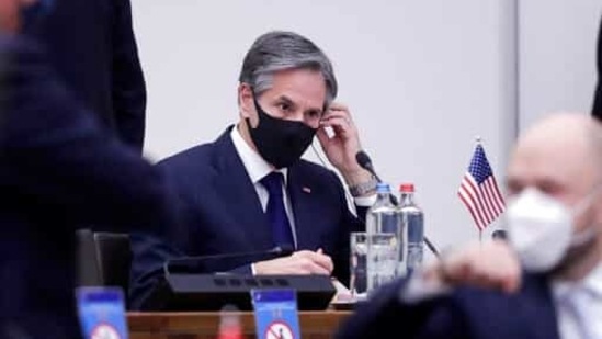 US Secretary of State Antony Blinken during a NATO Foreign Affairs Ministers meeting at NATO headquarters in Brussels. (AP) US Secretary of State Antony Blinken during a NATO Foreign Affairs Ministers meeting at NATO headquarters in Brussels. (AP)