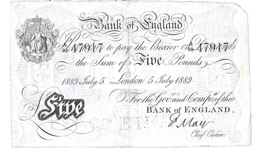 Even in 1694, wars were expensive. The Bank of England was established to help with war efforts against France. But the English learnt from the Swedes to never issue more notes against the Pound Sterling than they could handle. Each note like this one was signed by hand.(CurrencyWorld Asia)