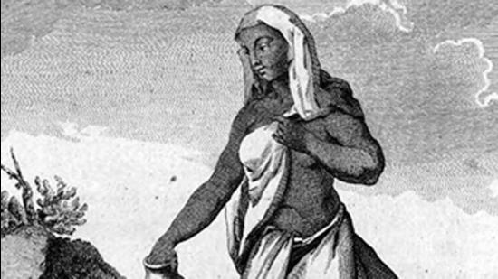 An engraving by Poison after a painting by Pierre Sonnerat (1748-1814). Widows were no longer permitted to wear blouses under their saris. (HT PHOTO) An engraving by Poison after a painting by Pierre Sonnerat (1748-1814). Widows were no longer permitted to wear blouses under their saris. (HT PHOTO)
