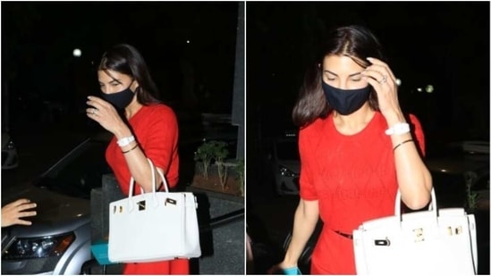 Jacqueline Fernandez was recently spotted running errands in Mumbai and saying that she looked fabulous in her mini red dress would be an understatement.(Varinder Chawla)