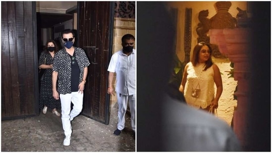 Sanjay Kapoor with Farah Khan (L) and Rani Mukerji at Anil Kapoor's home. (Varinder Chawla)
