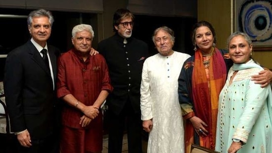 Amitabh, Jaya, Javed and Shabana pose together in this 2017 picture.