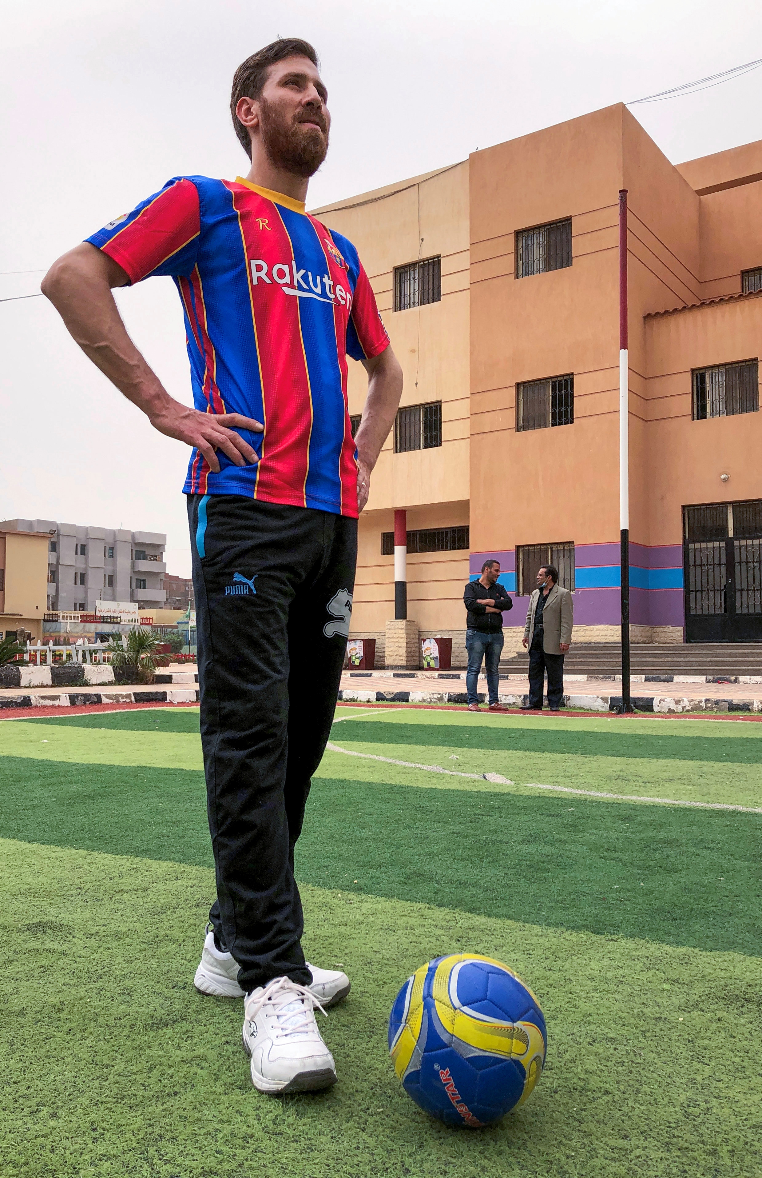 Islam Mohammed Ibrahim Battah, an Egyptian with a striking resemblance to BarcelonaÕs forward Lionel Messi.(REUTERS)