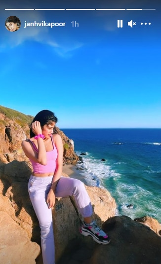 Janhvi also shared a picture of herself, posing away amid the rocks. Source: Instagram/janhvikapoor