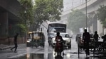 Commuters out in the rain as the capital gets its first monsoon shower, in Moti Bagh, New Delhi, India, on Wednesday, June 24, 2020(Sanjeev Verma/HT PHOTO) Commuters out in the rain as the capital gets its first monsoon shower, in Moti Bagh, New Delhi, India, on Wednesday, June 24, 2020(Sanjeev Verma/HT PHOTO)