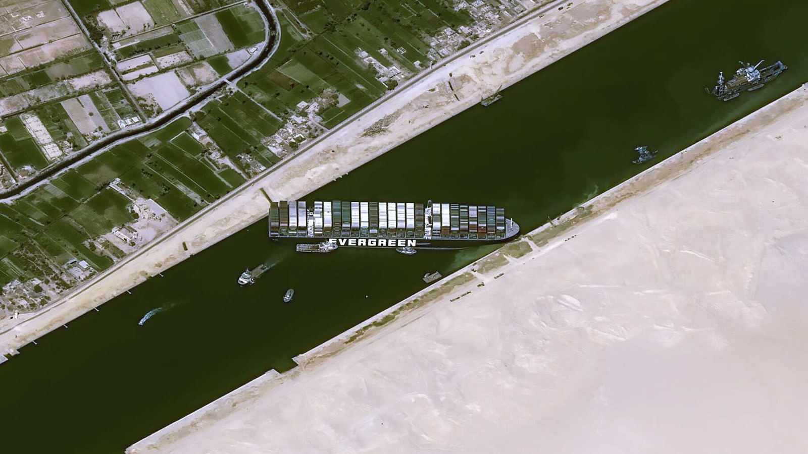 Suez Canal blockage is visible from outer space, here are the satellite