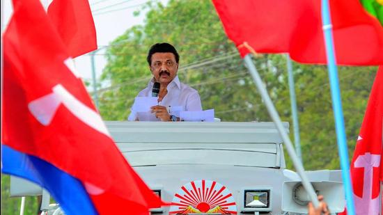 DMK president MK Stalin addresses an election campaign rally in Tuticorin. (PTI)