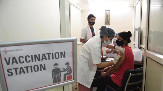 File photo: A woman being vaccinated for Covid-19. (Vipin Kumar/HT PHOTO)