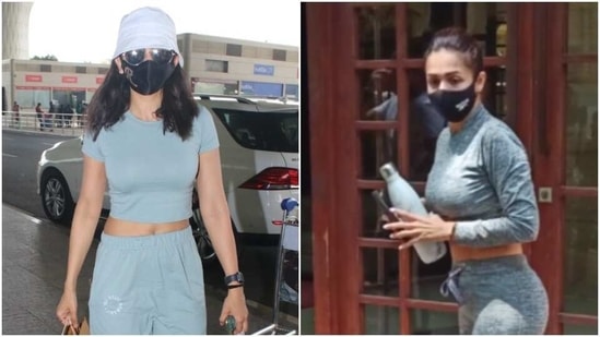Be it airport looks or fitness sessions outfits, celebrities are embracing athleisure co-ord sets and we are here for it. Recently, Rakul Preet was seen at the airport in a grey set and Malaika Arora was also snapped outside her Yoga studio donning a similar look.(Varinder Chawla)