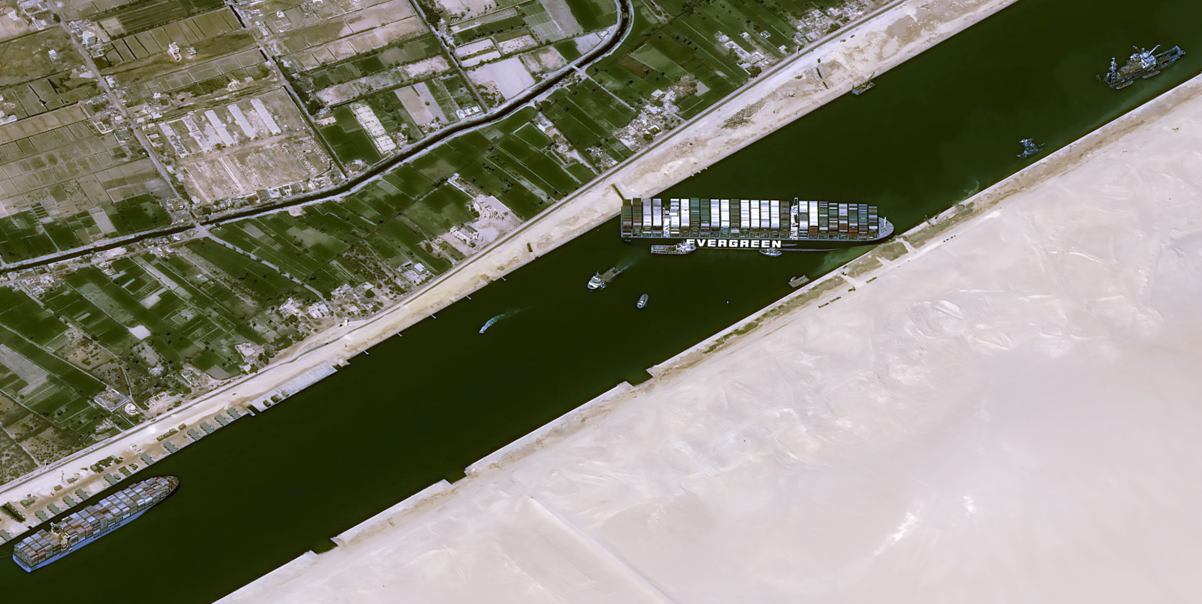 Suez Canal blockage is visible from outer space, here are the satellite 