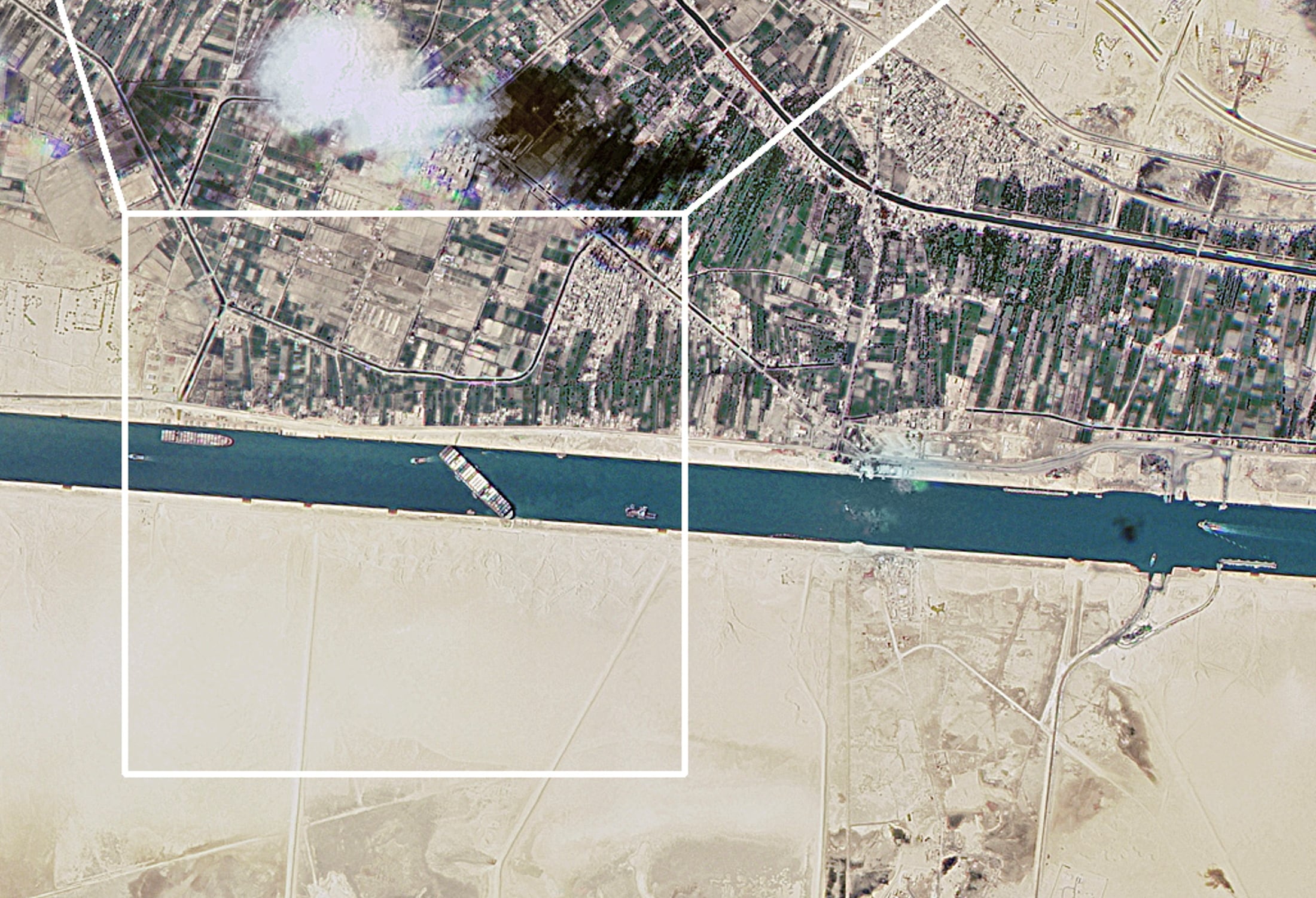 Suez Canal blockage is visible from outer space, here are the satellite