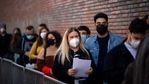 People line up outside a club to be screened for the coronavirus ahead of a music concert in Barcelona, Spain, Saturday, March 27, 2021. Five thousand music lovers are set to attend a rock concert in Barcelona on Saturday after passing a same-day COVID-19 screening to test its effectiveness in preventing outbreaks of the virus at large cultural events. The show by Spanish rock group Love of Lesbian has the special permission of Spanish health authorities. While the rest of the country is limited to gatherings of no more than four people in closed spaces, the concertgoers will be able to mix freely while wearing face masks. (AP) People line up outside a club to be screened for the coronavirus ahead of a music concert in Barcelona, Spain, Saturday, March 27, 2021. Five thousand music lovers are set to attend a rock concert in Barcelona on Saturday after passing a same-day COVID-19 screening to test its effectiveness in preventing outbreaks of the virus at large cultural events. The show by Spanish rock group Love of Lesbian has the special permission of Spanish health authorities. While the rest of the country is limited to gatherings of no more than four people in closed spaces, the concertgoers will be able to mix freely while wearing face masks. (AP)