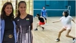 Parineeti Chopra with Saina Nehwal. Parineeti Chopra with Saina Nehwal.