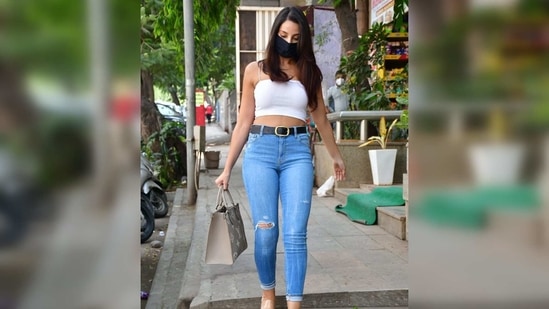 Nora Fatehi steps out in strappy cropped top, ripped jeans after