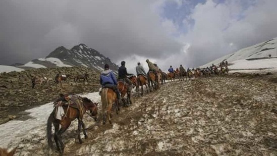 Pilgrims who propose to travel by helicopter do not require advance registration as their tickets will suffice for this purpose. (PTI Photo) Pilgrims who propose to travel by helicopter do not require advance registration as their tickets will suffice for this purpose. (PTI Photo)