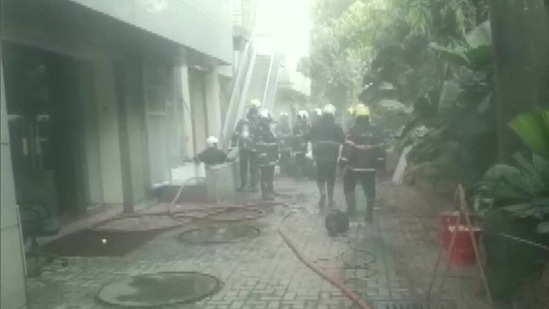 A fire broke out in Mumbai's Prabhadevi area on Saturday. (ANI Photo ) A fire broke out in Mumbai's Prabhadevi area on Saturday. (ANI Photo )