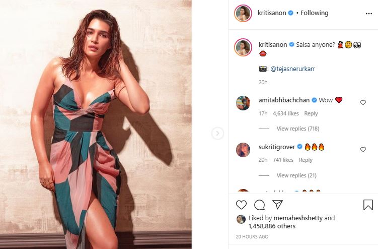 Amitabh Bachchan also appreciated Kriti Sanon's look. Amitabh Bachchan also appreciated Kriti Sanon's look.