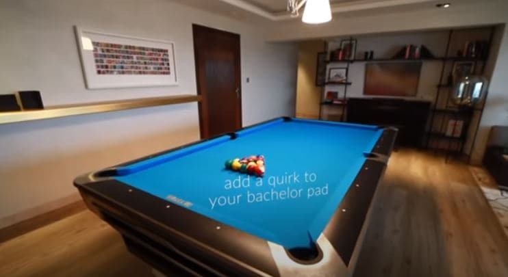 The pool table in Aditya Roy Kapur's house.