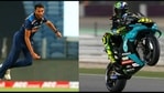 Prasidh Krishna and MotoGP racer Valentino Rossi (R)(Twitter) Prasidh Krishna and MotoGP racer Valentino Rossi (R)(Twitter)