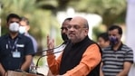 Home minister Amit Shah addresses the media at his residence in New Delhi.(HT Photo by Arvind Yadav ) Home minister Amit Shah addresses the media at his residence in New Delhi.(HT Photo by Arvind Yadav )