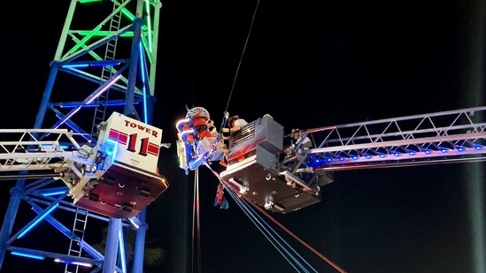 The image shows the teens being rescued. (Facebook/@Osceola County Fire Rescue and EMS) The image shows the teens being rescued. (Facebook/@Osceola County Fire Rescue and EMS)