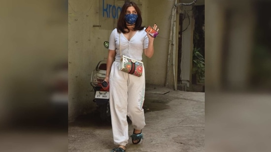 Bhumi Pednekar was recently spotted outside a salon in Mumbai wearing an all-white look.(Varinder Chawla)