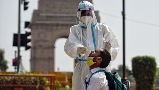 Cases have surged in the national capital over the past few weeks, as India entered its second wave of infections.(ANI) Cases have surged in the national capital over the past few weeks, as India entered its second wave of infections.(ANI)