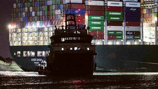 Egypt's President Abdel Fattah al-Sisi has ordered preparations for the possible removal of some of the ship's 18,300 containers, SCA Chairman Osama Rabie said. (AFP) Egypt's President Abdel Fattah al-Sisi has ordered preparations for the possible removal of some of the ship's 18,300 containers, SCA Chairman Osama Rabie said. (AFP)