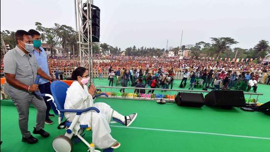 File photo: West Bengal Chief Minister Mamata Banerjee during election campaign in Nandigram. (PTI)