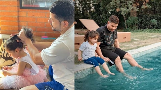 Kunal and three-year-old Inaaya make for the cutest father-daughter duo. They converse in their own language and the actor can even make her hair.