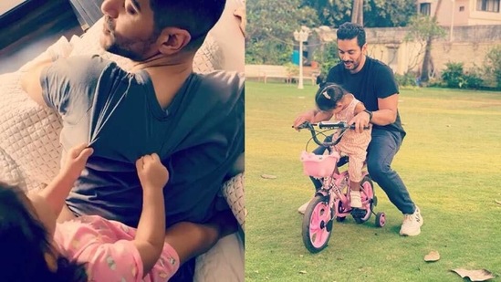 Angad Bedi and two-year-old Mehr Dhupia’s candid clicks on Instagram, despite never giving a better look at her face, continue to be a hit among their fans.